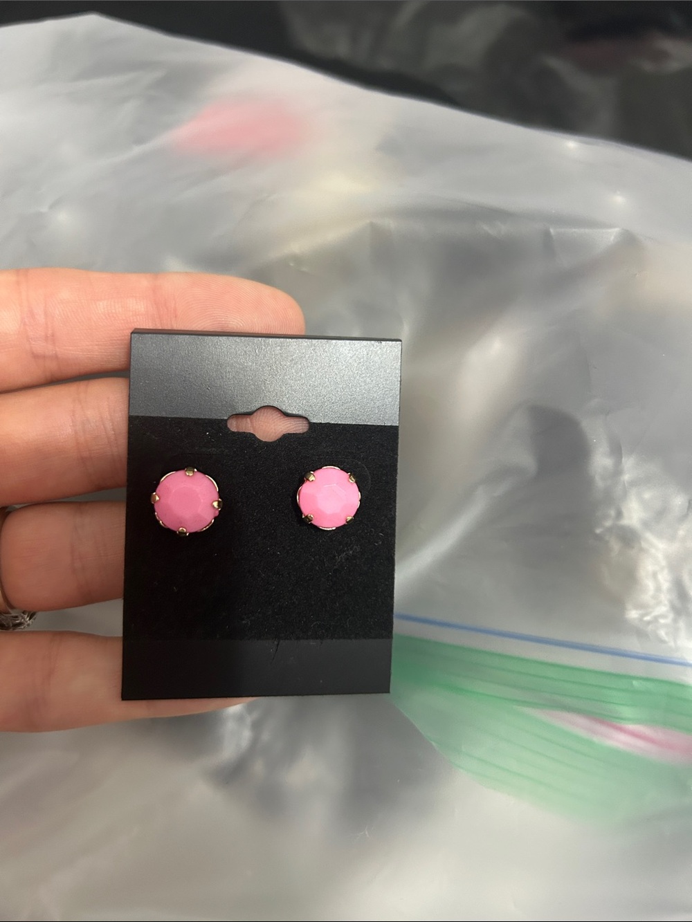 Pink stud pierced earrings